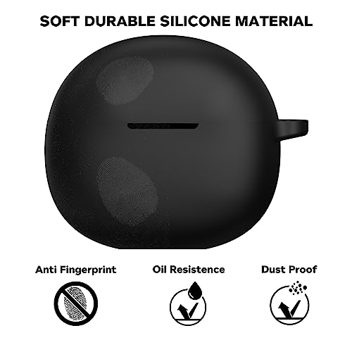 Image of Sounce Portable Silicone Cover Scratch-Resistant, Non-Slip Grip, Carabiner Clip Compatible with Keychain for Boat 141 Pro Full Protection Water Resistant Shockproof Case Anti Fall Anti Dust (Black)
