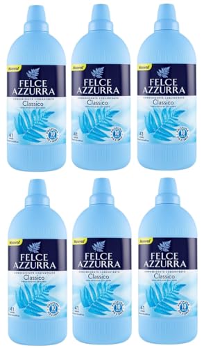 6 x Felce Azzurra Weichspülerkonzentrat, klassischer Duft, weiche Kleidungsstücke, 41 Waschgänge, 1025 ml