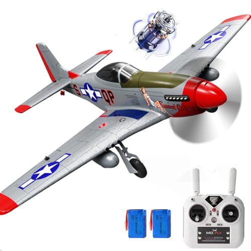 GQGQGQ 690MM 27Inch P-51D P51 Mustang Large Brushless Remote Controlled Plane Airplane for Beginners Adults 14Y+ Expert 4CH Hobby RC Glider 3D Aerobatic / 6G Gyro Xpilot 1/16 (RTF 2-Batteries)