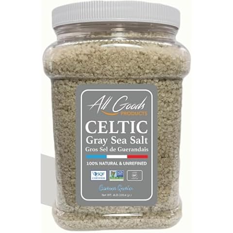 All Goods Mineral Celtic Salt Organic Jar 4LB Coarse, Celtic Salt Organic 82 Minerals Coarse, French Gray Celtic Salt. Celtic+Salt, Carefully Hand Harvested, from Les Guarandeis, France. Cover