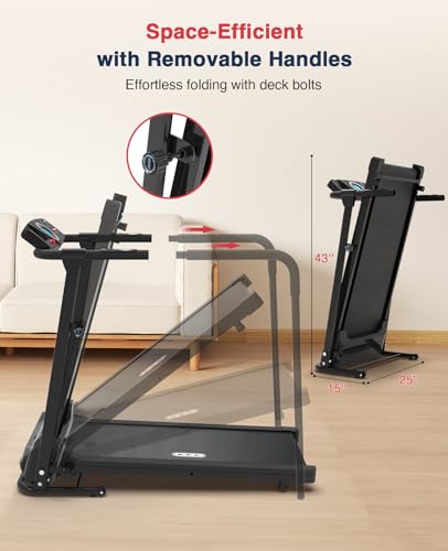 Redliro Treadmill for Seniors with Long Handrails - 300 lbs Capacity Walking Treadmill for Elderly with Cup Holder - Recovery Machine for Home Use with Clear, Non-Scrolling Display (Black) - Image 4