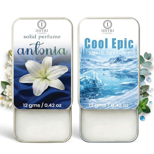 Image of IDITRI EXPORT Solid Perfume |Antonia&Cool Epic Alcohol Free Wax Perfume Balm, Long Lasting | Pocket Tin 12g, Pack Of 2| Non Greasy Smooth Glide, Travel Friendly Men And Women