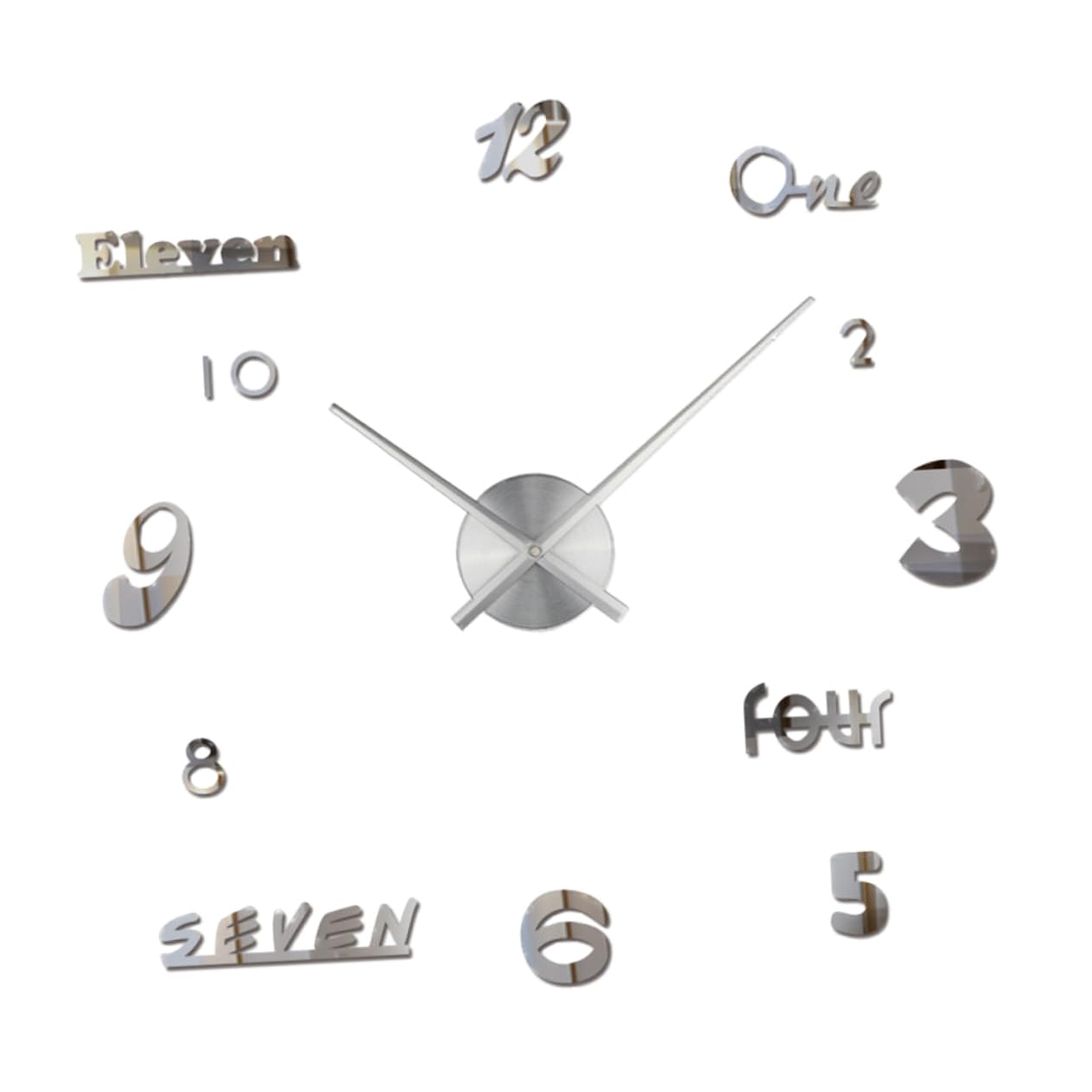 Horloge murale moderne miroir à monter soi-même décorative et silencieuse