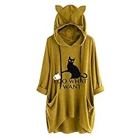 Algopix Similar Product 8 - Womens Casual Print Cat Ear Hooded