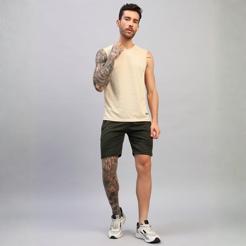 Image of ATICX Men's Slim Fit Sleeveless Sports T-Shirt - Gym Vest, Quick Dry Breathable Training Tank Top for Workout, Running, Cycling, Badminton, Basketball & Swimming Training Wear
