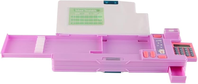 Pop Up Multifunctional Pencil Case Lovely Cartoon Pen Organizer with Calculator Schedule School Supplies Best Gift for Teens Boys Girls (Purple)