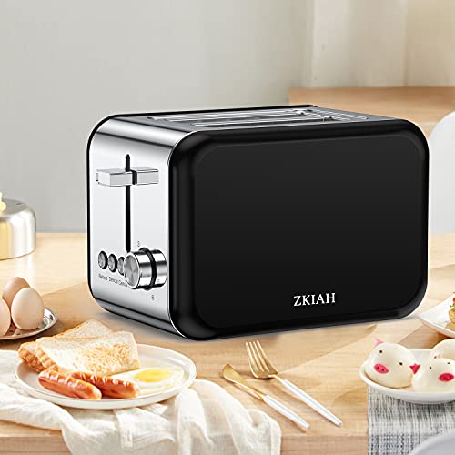 ZKIAH Toaster Edelstahl 2 Scheiben mit 6 Bräunungsstufen 850W, Retro Sandwichtoaster Breite Schlitze mit… – Bild 3