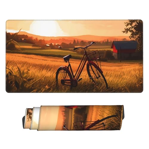 Grand tapis de souris de jeu étendu 40x75 cm avec base antidérapante et motif coucher de soleil