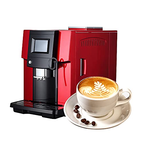 ZuoHongLing 200-W-Kaffeevollautomat, Espresso-Cappuccino-Maschine, mit unabhängigem Milchschaumsystem und einstellbarem Getriebe, Rot