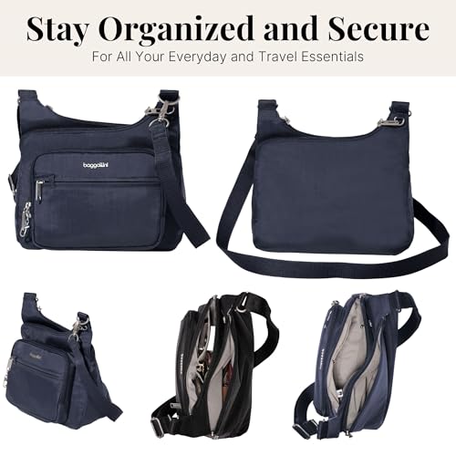 Image of Baggallini Securtex Anti-theft Crossover Crossbody Bag 11 inchw X 8.5 inchh, Rfid, Built-in Wallet, Locking Zippers