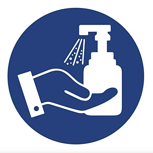 Aufkleber Hinweis Bitte Hände desinfizieren Hygiene Schild Folie Ø5-30cm | blau Made in Germany, Größe: Ø5 cm