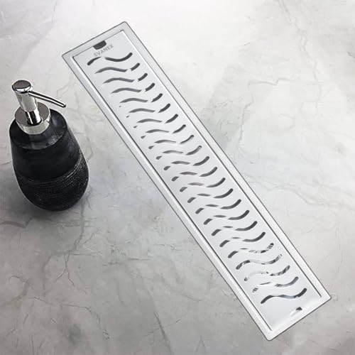 Image of EVANEX 24x4 Inch Shower Drain Channel | Linear Bathroom Drainer | Waste Water Floor Drain Channel | 304 Stainless Steel Bathroom Drainer with Anti Cockroach Trap | Bathroom Jali