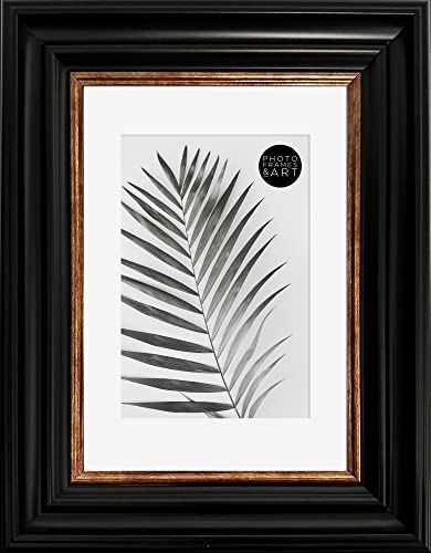 Pf+a REAL GLASS 8x6 Photo Frame - 6x4 Frame With Mount, Black & Copper Gold
