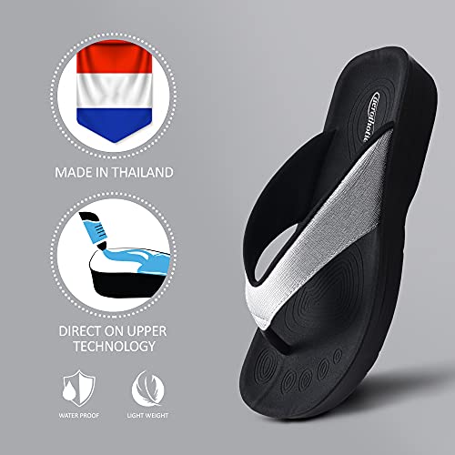 Aerothotic Original Orthotic Comfortable Thong Style Flip Flops Sandals For Women With Arch Support (Matt Silver, Us_Footwear_Size_System, Adult, Women, Numeric, Medium, Numeric_9) #TOP6