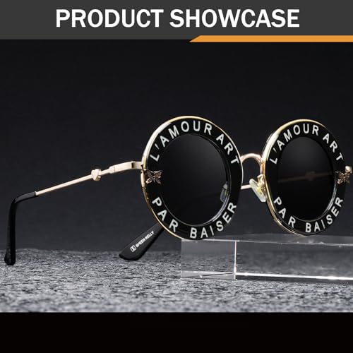 Retro Round Sunglasses Men Women Fashion Metal Frame Black Lens Sunglasses 8090s Style Eyeglasses3