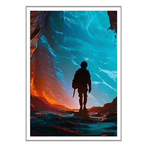 Quadro da parete scopritore di un mondo sconosciuto su vetro acrilico con cornice portafoto in vetro acrilico 60 x 90 cm