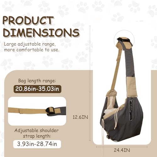 Correa transportadora para perros negros de tela Oxford con bolsillos y asa ajustable 5