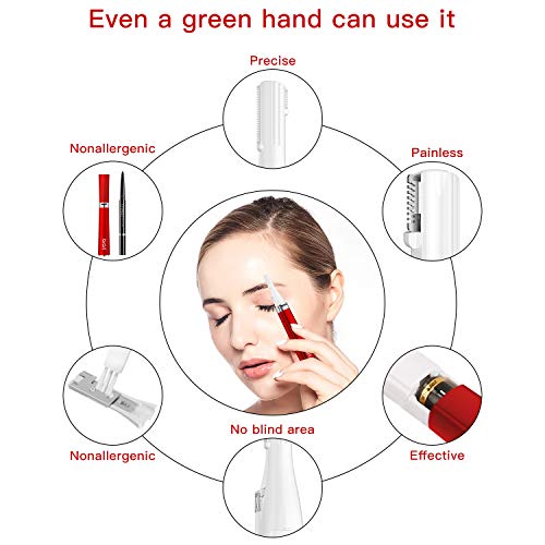 Eyebrow Trimmer, Electric Precision Eyebrow Razor For Women Portable Facial Hair Remover With Comb Eyebrow Epilator Led Light No Pulling Sensation Painless For Face Chin Lips Neck Bikini-Line Armpit #TOP2