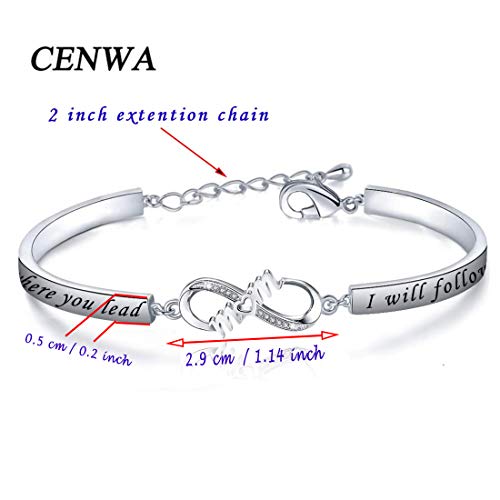 Image of CENWA Where You Lead I Will Follow Bracelet Mother Daughter Bracelet Mother's Day Gift (S)