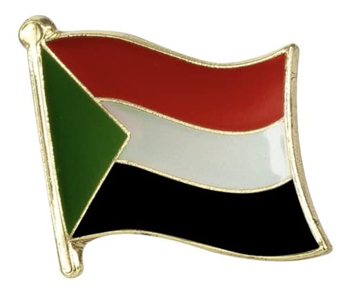 Sudan Flag Enamel Pin Badge – 1.9cm x 1.6cm Gold Plated Lapel Pin – Sudanese National Souvenir and Collectible