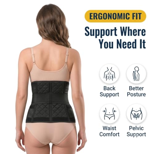 Image of SOMAKA 3-in-1 Post Pregnancy Abdominal Belt for Women - C-Section Abdomen Belt & Belly Wrap for After Delivery Recovery - Adjustable Postpartum Belt, Maternity Belt for Waist, Pelvis & Tummy Support (Free Size) (Black)