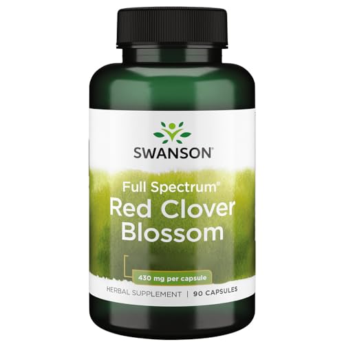 Swanson, Full Spectrum Red Clover Blossom (Fiori di Trifoglio Rosso), 90 Cápsulas, Alta Dosis, Probado en Laboratorio, Sin Soja, Sin Gluten, no GMO