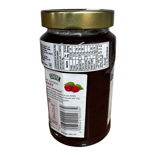 Image of Stute Raspberry Jam 430g, No Sugar Added, 90% Less Sugar & 30% Less Calories, Diabetic Friendly, Imported from UK