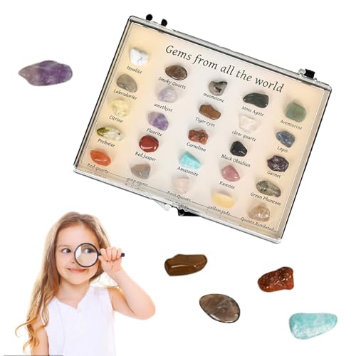 Collezione Rock - Esemplare Di Pietre Preziose Miste | Scatola Per Campioni Di, Set Didattico Su Rocce Naturali E Minerali | Kit Di Campioni Della Collezione Educational Rock - Regalo Di