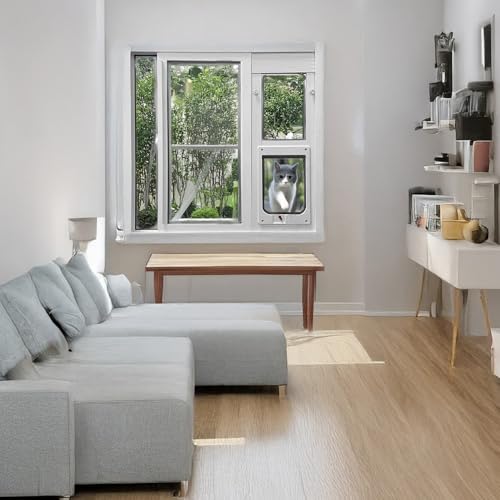 Ideal Pet Products Aluminum Vertical Sash Window Pet Door, Adjustable Sizes to Fit Window Heights from 43-7/8” to 46-1/2”, Chubby Kat 7-1/2” x 10-1/2” Flap Size by Ideal Pet Products - Image 5