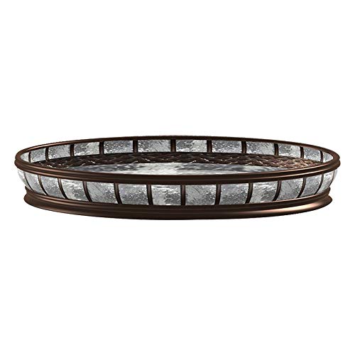 Nu Steel Resin Crackled Ice Storage Organizer Tray For Bathroom Vanity Countertops, Closets, Dressers - Holder For Watches, Earrings, Makeup Brushes, Reading Glass, Perfume, Guest Hand Towel #TOP1