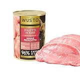 Wusto Filetti in Ragù Monoproteico per Cani Adulti – Alimento Umido Completo e Gustoso, Teneri Filetti in Salsa Ricca, Alta Appetibilità, Nutrizione Bilanciata (12 x 400g, Maiale Prosciutto)