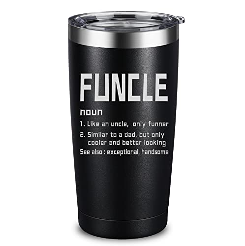 ARIABLE Funny Fathers Day Gift for Uncle from Niece, Nephew- Best Uncle Gifts for Birthday Christmas - 20 Ounce Black Engraved Tumbler