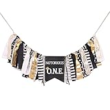 Picture of Boys Black and Gold Birthday Party Decoration -Notorious O.N.E. Highchair Banner - Handcrafted Birthday Banne (Notorious O.N.E.)