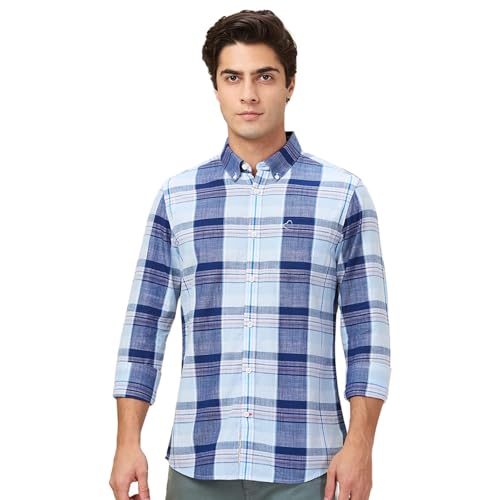Image of Being Human Blue Regular Fit Regular Collar Men's Shirt Clothing