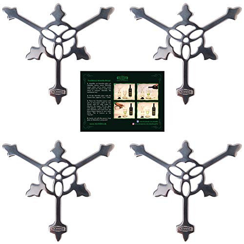 4x Cucharas Absenta Gothic de ALANDIA I Fabricado en acero inoxidable I Diseño gothic para servir Absinthe