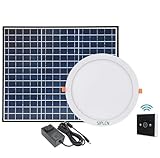 SIPLCN 30W Solar LED Skylight (Round 12'') with Radar Sensor and Remote Control, Smart Day Night Lighting by Sun & AC Backup, Dimmable Flush Mount Ceiling LED Light, Easy DIY Installation