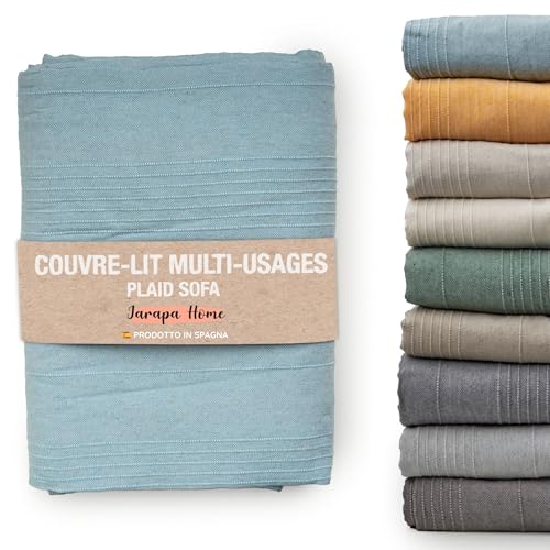 Jarapa Home Made with love Couvre-lit Multi-Usages Plaid Canape Couvre-Lits Blancs, Housse de Canapé Résistant et de Qualité Fabriqué en Espagne....