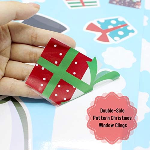 113 PCS Christmas Snowflake Window Cling Stickers Christmas Window Clings for Glass Windows Xmas Decals Decorations Holiday Snowflake Santa Claus Reindeer Decals for Party