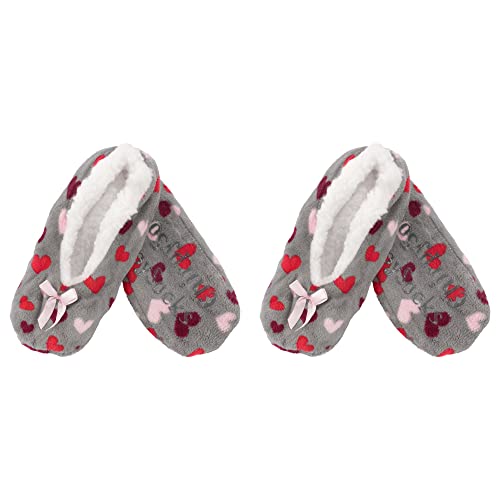 Image of BambooMN Women's Stripe Patterned Non-Slip Lined Travel Home Slippers - 2 Pairs