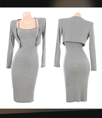 セクシー ボディコン ニットワンピース ワンピース レディース ニット カーディガン ジャケット アウター コート セット OL 女教師 長袖 コスプレ コスチューム かわいい 過激 エッチ えろい アダルト タイト 大胆 透け バックレス シースルー ロング スリップ レディース 女性 衣装 ナイトウェア ランジェリー 女性用 可愛い プレゼント 人気 2点セット - 画像6