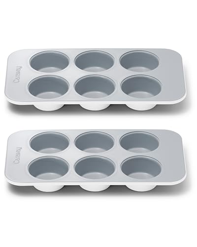 Caraway nonstick ceramic muffin pan duo, 6-cup, white