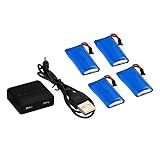  MPTECK @ Batería Lipo de repuesto 3,7V 380mAh x4 + 4 en 1 Cargador para RC Cuadricóptero Hubsan X4 X 4 H107D H107C FPV Drone