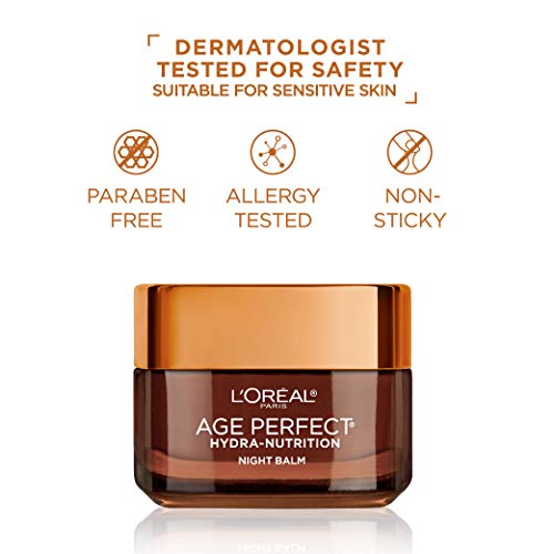 Night Cream By L’oreal Paris, Age Perfect Hydra-Nutrition Night Balm Face Moisturizer With Manuka Honey Extract And Nurturing Oils To Comfort And Improve Resilience On Dry Skin, Paraben Free, 1.7 Oz. #TOP1