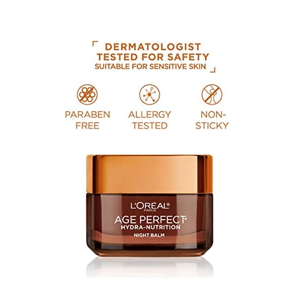 L'Oreal Paris Skincare Age Perfect Hydra Nutrition Ultra Nourishing Honey Night Balm, Face Moisturizer to Comfort, Improve Resilience on Dry Skin, Manuka Honey and Nurturing Oils, 1.7 oz.