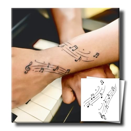 UBICA Musical Semi Permanent Tattoos, 2 Weeks Minimalist Small Music