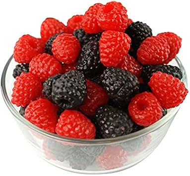 Artificial Fruit Decor, 30 Pieces Artificial Raspberries Fake Raspberries Lifelike Black Red Realistic Raspberries for Home Kitchen Dining Table Decoration Photography Props