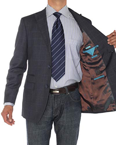 GN Luciano Men's 2 Button Modern Fit Suit Jacket Ticket Pocket Blazer Coat4