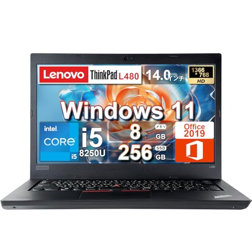 �y�����ςݕi�z�m�[�g�p�\�R�� L480 14�C���` �t��HD /Corei5-8250U(1.6GHz)/������8GB /SSD 256GB /USB/HDMI/SD�J�[�h���[�_�[/Wi-Fi/Bluetooth/Win 11 & Office 2019 