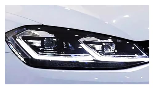 Image of URAGER Headlight Assembly Head Lamp For VW For Golf 7.5 LED Headlights 2018-2021 2020 2019 DRL Turn Signal High Beam Angel Eye Projector Lens Car Headlights(Sliver LED,Lhd)