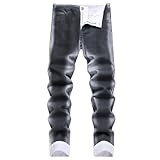 Picture of DANT BULUN Men's Ripped Distressed Destroyed Slim Fit Straight Leg Denim Jeans(40,White6006)